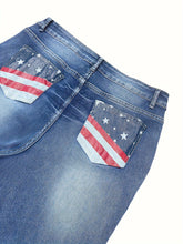 Load image into Gallery viewer, Womens Star &amp; Stripe Print Bootcut Jeans - Fashionable Plicated Pattern - Shop &amp; Buy
