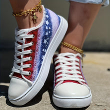 Load image into Gallery viewer, Womens Stars Print Canvas Sneakers - Comfortable Flat Casual Shoes - Patriotic Low Top Skate Style for All-Day Walking on Independence Day - Shop &amp; Buy
