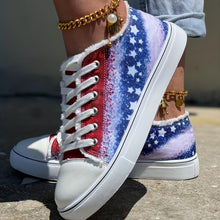 Load image into Gallery viewer, Womens Stars Print Canvas Sneakers - Comfortable Flat Casual Shoes - Patriotic Low Top Skate Style for All-Day Walking on Independence Day - Shop &amp; Buy
