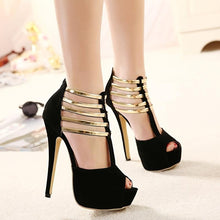 Load image into Gallery viewer, Womens Stiletto High Heels - Adjustable Ankle T-strap Platform Peep Toe Pumps - Shop &amp; Buy
