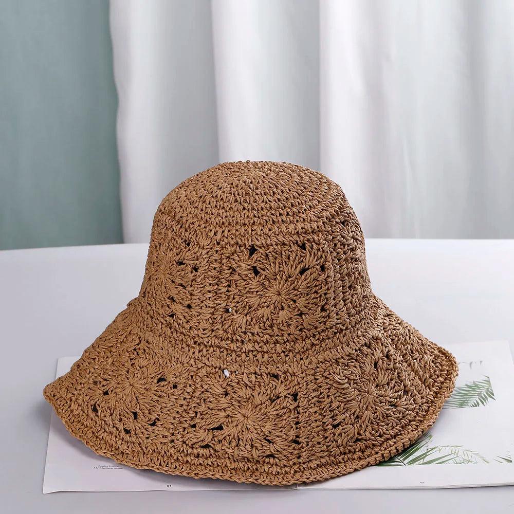 Womens Straw Hats crochet hat bucket hat UV Protection Sun Visor beach hat - Shop & Buy