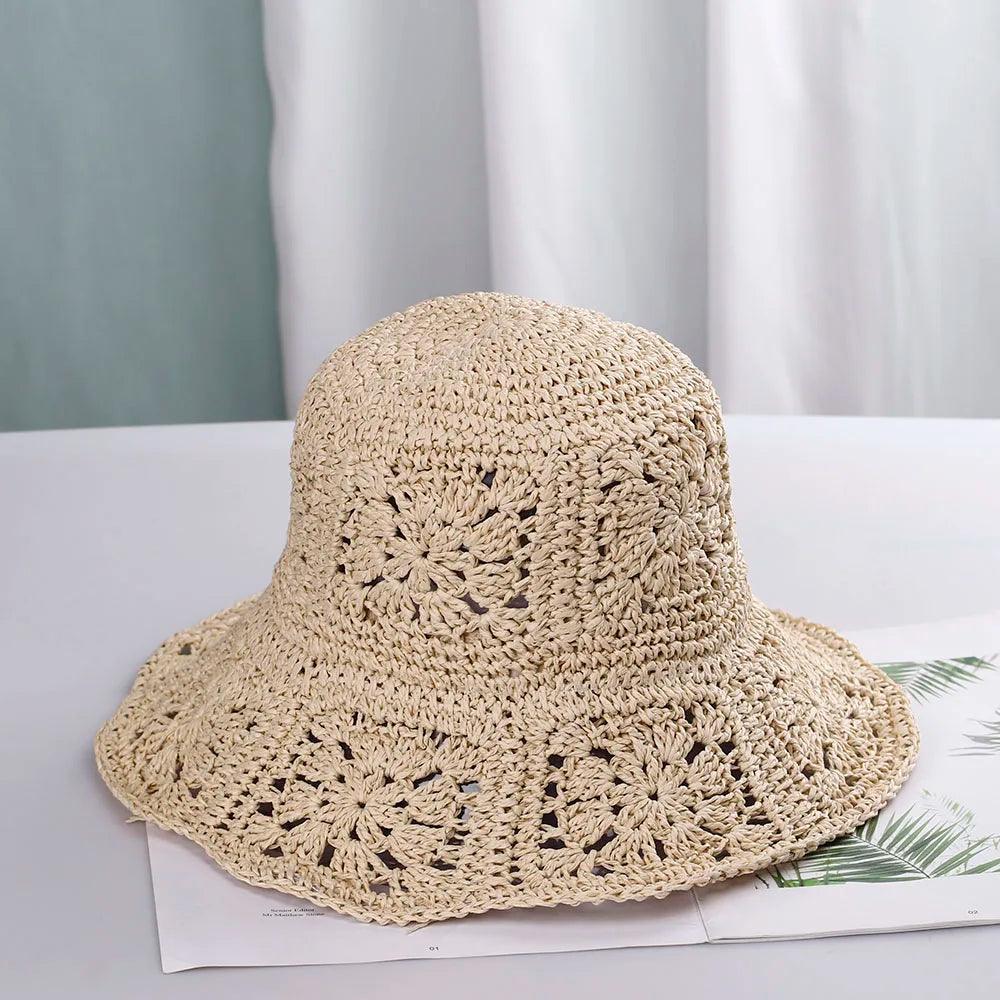 Womens Straw Hats crochet hat bucket hat UV Protection Sun Visor beach hat - Shop & Buy