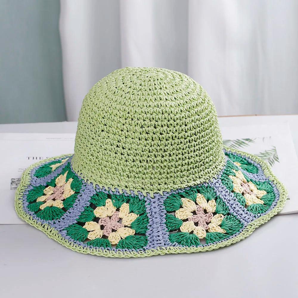 Womens Straw Hats crochet hat bucket hat UV Protection Sun Visor beach hat - Shop & Buy