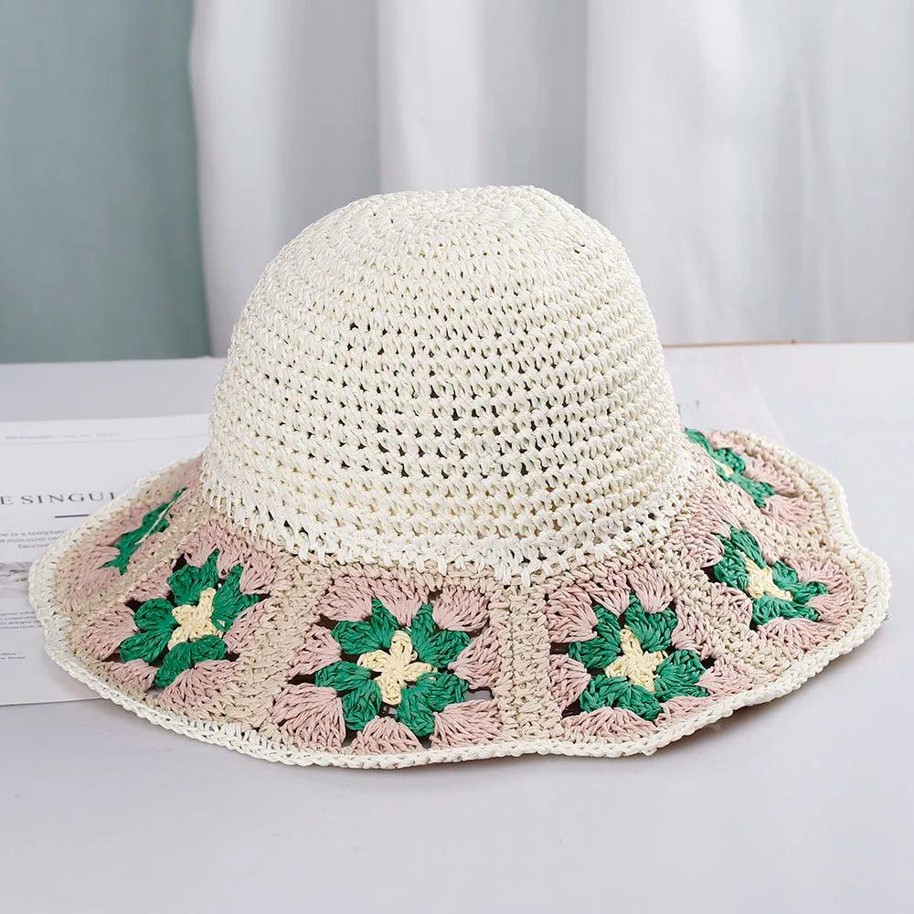 Womens Straw Hats crochet hat bucket hat UV Protection Sun Visor beach hat - Shop & Buy