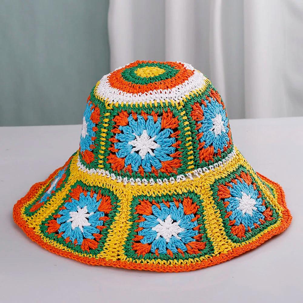 Womens Straw Hats crochet hat bucket hat UV Protection Sun Visor beach hat - Shop & Buy