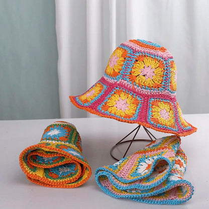 Womens Straw Hats crochet hat bucket hat UV Protection Sun Visor beach hat - Shop & Buy