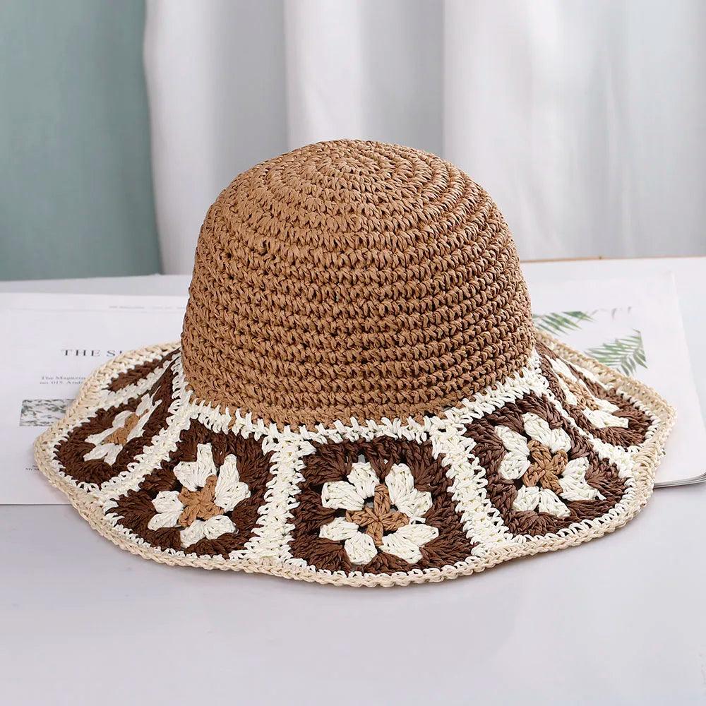 Womens Straw Hats crochet hat bucket hat UV Protection Sun Visor beach hat - Shop & Buy