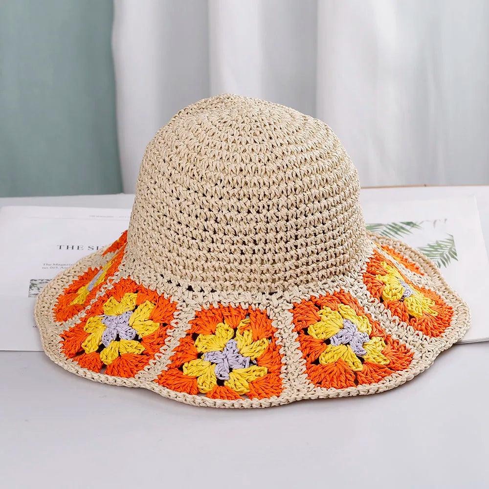 Womens Straw Hats crochet hat bucket hat UV Protection Sun Visor beach hat - Shop & Buy