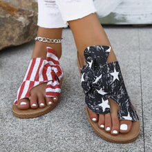 Load image into Gallery viewer, Womens Striped Flag Pattern Round Toe Slingback Sandals - Buckle Closure, Platform Heel - Shop &amp; Buy
