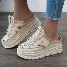 Load image into Gallery viewer, Womens Summer Thick-Soled Half-Drag Shoes, Hollow-Out Casual Platform Sneakers, With Glitter Accents, Breathable Fashion Sandals - Shop &amp; Buy
