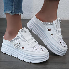 Load image into Gallery viewer, Womens Summer Thick-Soled Half-Drag Shoes, Hollow-Out Casual Platform Sneakers, With Glitter Accents, Breathable Fashion Sandals - Shop &amp; Buy
