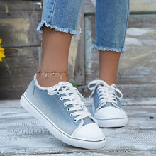 Load image into Gallery viewer, Womens Tassel Accent Denim Slip-Ons - Lace-Up Low Top Comfort Shoes - Shop &amp; Buy
