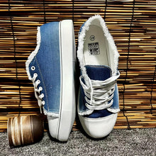 Load image into Gallery viewer, Womens Tassel Accent Denim Slip-Ons - Lace-Up Low Top Comfort Shoes - Shop &amp; Buy
