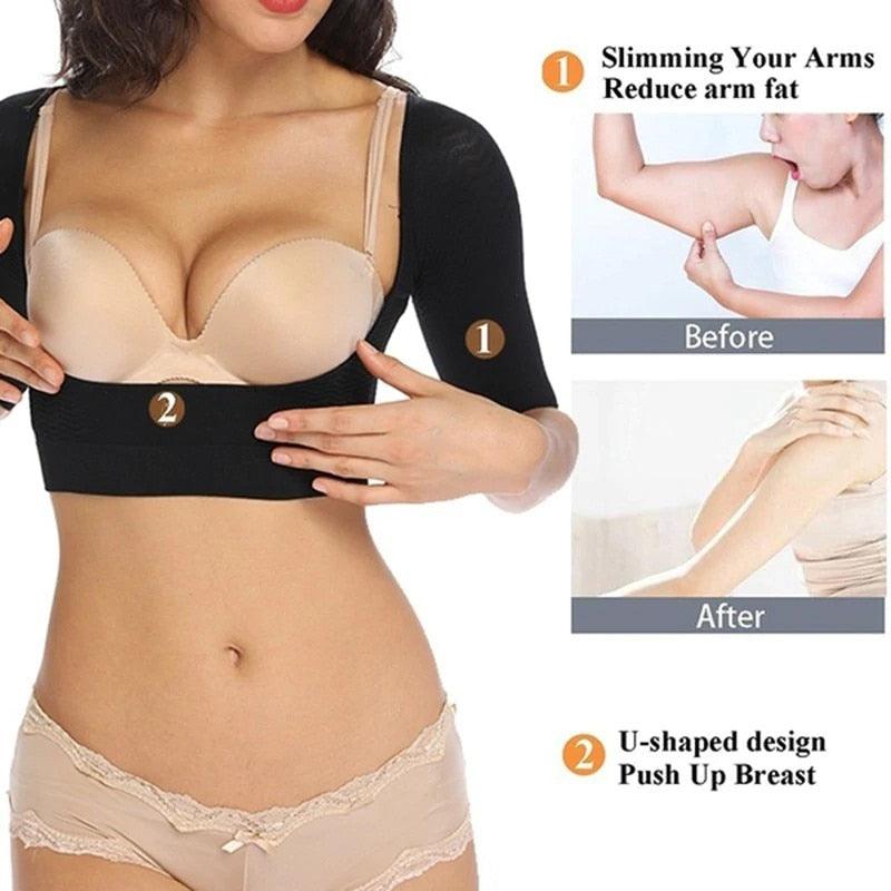 Womens Upper Arm Shapers Compression Long Sleeves Arm Shapewear Humpback Posture Corrector Shoulder Breast Support Push Up Tops - Shop & Buy