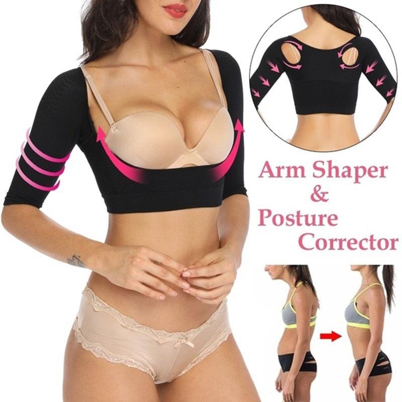 Womens Upper Arm Shapers Compression Long Sleeves Arm Shapewear Humpback Posture Corrector Shoulder Breast Support Push Up Tops - Shop & Buy