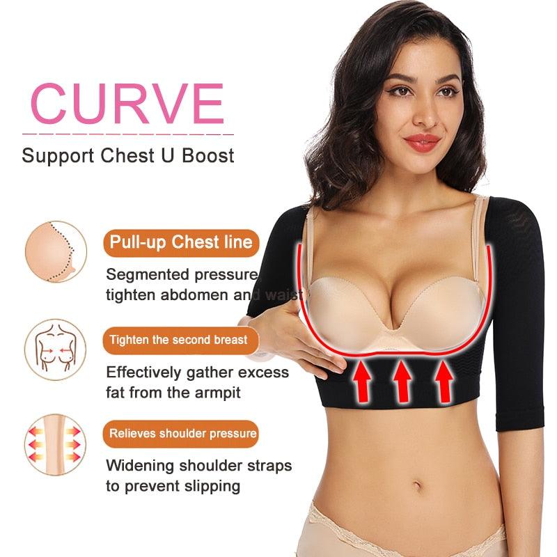 Womens Upper Arm Shapers Compression Long Sleeves Arm Shapewear Humpback Posture Corrector Shoulder Breast Support Push Up Tops - Shop & Buy