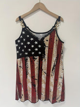 Load image into Gallery viewer, Womens Vintage American Flag Print Cami Top - Bold Patriotic V-Neck, Sleeveless Design - Shop &amp; Buy
