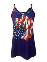 Load image into Gallery viewer, Womens Vintage American Flag Print Cami Top - Bold Patriotic V-Neck, Sleeveless Design - Shop &amp; Buy

