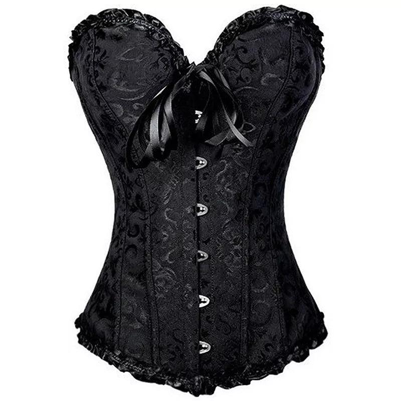 X New Steampunk Steel Boned Lace up Back Sexy Body Bustier Overbust Corset Women Waist Cincher Corsets Black Plus Size S-6XL - Shop & Buy