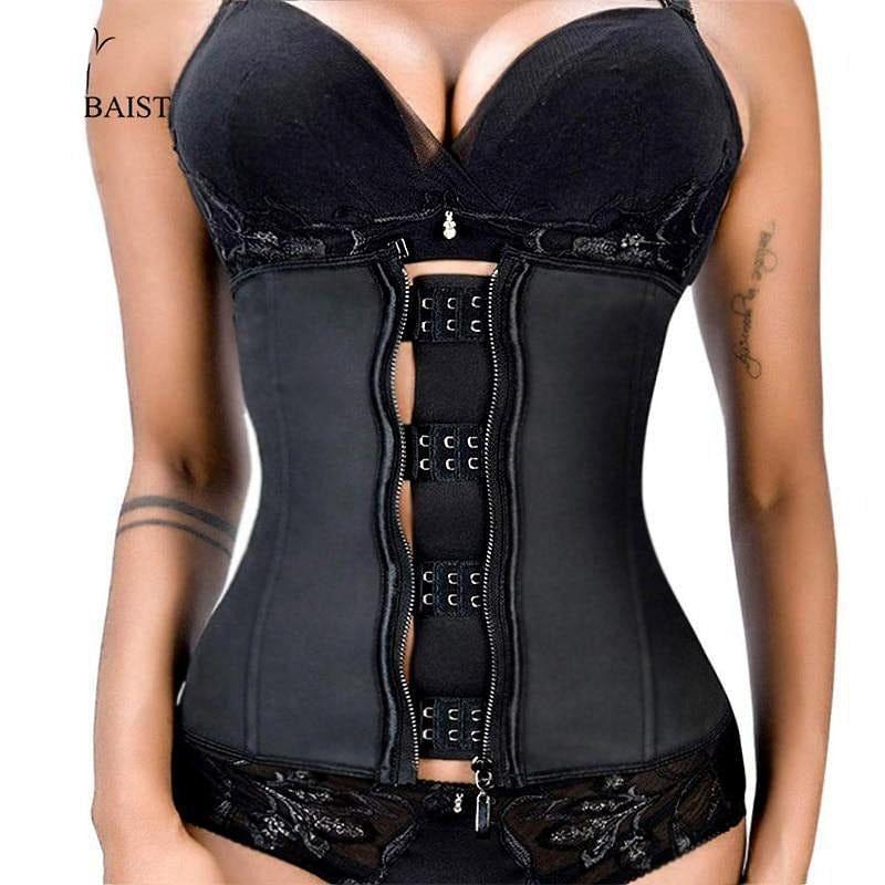 XXS-6XL Women Latex Rubber Waist Trainer Body Shaper Hook Zipper Bustiers Waist Cincher Tops Slimming Shapewear - Shop & Buy