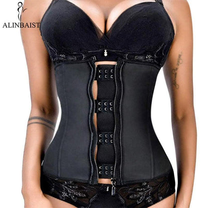 XXS-6XL Women Latex Rubber Waist Trainer Body Shaper Hook Zipper Bustiers Waist Cincher Tops Slimming Shapewear - Shop & Buy