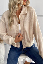 Load image into Gallery viewer, Zip-Up Sherpa Collared Neck Jacket with Pockets - Shop &amp; Buy