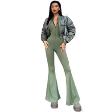 Load image into Gallery viewer, Zipper Half Turtleneck Jumpsuit Long Sleeves Bell-Bottomed Pants Autumn Women Clothing Sexy Body-Shaping Clubwear - Shop &amp; Buy
