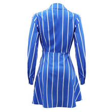 Load image into Gallery viewer, Znaiml Autumn Long Sleeve Turn-down Collar Button Up High Waist Club Party Dress for Women Birthday Striped A-line Shirt Robe - Shop &amp; Buy
