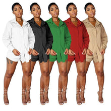 Load image into Gallery viewer, Znaiml Casual Tracksuit Long Sleeve Shirt Top and Shorts Matching Sets Sporty Streetwear Solid Color Womens 2 Piece Outfits - Shop &amp; Buy
