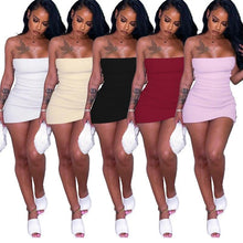 Load image into Gallery viewer, Znaiml Elegant Strapless Tube Backless Knitted Elastic Slim Party Club Short Vestidos Women Off Shoulder Bodycon Mini Dress - Shop &amp; Buy

