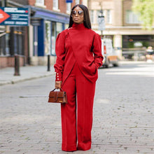 Load image into Gallery viewer, Znaiml Fall Winter Split Irregular Long Sleeve Top and Wide Leg Pants Two Piece Set for Women Elegant Streetwear Club Outfits - Shop &amp; Buy
