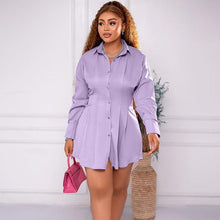 Load image into Gallery viewer, Znaiml Long Sleeve Shirt Dress Women Turn-down Collar Button Pleated Corset Slim Fit A-line Office Lady Tunic Mini Dress - Shop &amp; Buy
