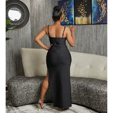 Load image into Gallery viewer, Znaiml Sexy Spaghetti Strap Evening Birthday Prom Club Long Dresses for Women Elegant Mesh High Split Bandage Bodycon Vestidos - Shop &amp; Buy
