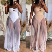 Load image into Gallery viewer, Znaiml Sexy Strapless Bodysuit Top and Mesh See Through Pleated Dress Sets Women Skirt 2 Piece Party Nightclub Birthday Outfits - Shop &amp; Buy
