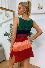 Load image into Gallery viewer, Color Block Notched Neck Slit Sweater Dress