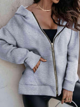 Load image into Gallery viewer, Zip-Up Slit Hoodie with Pockets