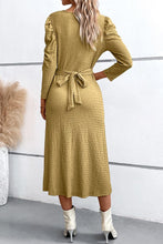 Load image into Gallery viewer, Crisscross Tied Puff Sleeve Dress