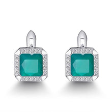 Load image into Gallery viewer, 3.77Ct Natural Green Agate Gemstone Vintage Stud Earrings 925 Sterling Silver Fine Jewelry For Women - Shop &amp; Buy
