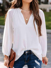 Load image into Gallery viewer, Notched Neck Long Sleeve Blouse