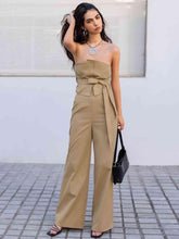 Load image into Gallery viewer, Strapless Tie Waist Jumpsuit