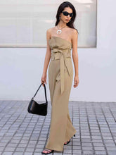 Load image into Gallery viewer, Strapless Tie Waist Jumpsuit