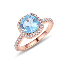 Load image into Gallery viewer, 925 Sterling Silver Dainty Promise Ring December Birthstone 5mm 8mm Round Sky Blue Topaz Halo Engagement Rings - Shop &amp; Buy
