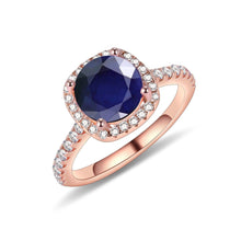 Load image into Gallery viewer, 925 Sterling Silver Dainty Promise Ring September Birthstone 5mm 8mm Round Blue Sapphire Halo Engagement Rings - Shop &amp; Buy

