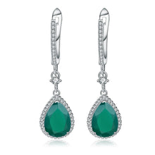 Load image into Gallery viewer, 925 Sterling Silver Engagement Wedding Earrings 4.42ct Natural Green Agate Drop Dangle Earrings For Women Gift - Shop &amp; Buy
