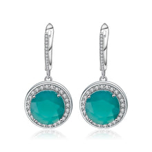 Load image into Gallery viewer, 925 Sterling Silver Engagement Wedding Earrings 4.42ct Natural Green Agate Drop Dangle Earrings Gift For Women - Shop &amp; Buy
