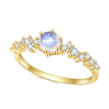 Load image into Gallery viewer, 925 Sterling Silver Promise Gold Ring June Birthstone Natural Rainbow Moonstone Engagement Rings Gift For Her - Shop &amp; Buy
