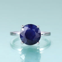 Load image into Gallery viewer, 925 Sterling Silver Sapphire Ring Round Blue Sapphire Four Prong Solitaire Engagement Rings September Birthstone - Shop &amp; Buy
