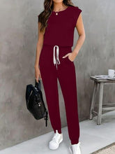 Load image into Gallery viewer, Drawstring Round Neck Sleeveless Jumpsuit - Shop &amp; Buy
