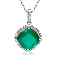 Load image into Gallery viewer, 5.22ct Square Cut Natural Green Agate Gemstones Pendant Necklace 925 sterling silver Fine Jewelry For Women