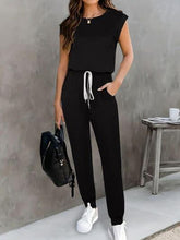 Load image into Gallery viewer, Drawstring Round Neck Sleeveless Jumpsuit - Shop &amp; Buy
